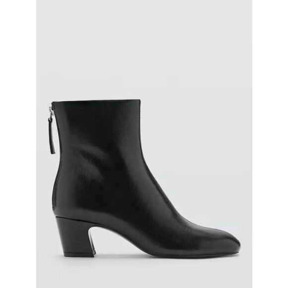 MNG BY Mango $130 Claire Leather Heeled Ankle Boots Black sz 40 US 9 - Picture 4 of 7